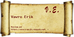 Vavro Erik névjegykártya